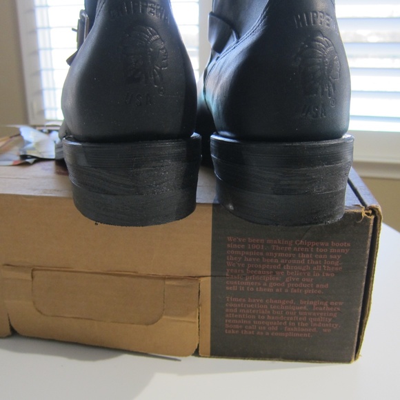 CHIPPEWA BLACK LEATHER BOOTS NIB - Picture 6 of 12